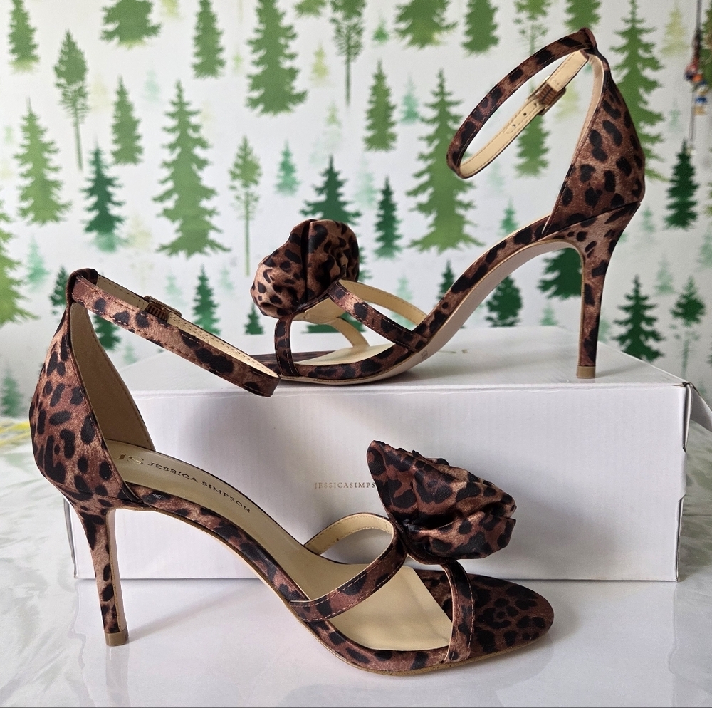 Jessica Simpson Leopard Print Heels with Ankle Strap